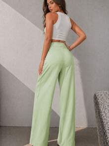 A&DD MODA, REF: AS1341-AS1400, Women's Pants, High Waist, Casual, Wide Leg, Pockets, Elegant, Sophisticated, Modern, Fashion Look, Current Style, Versatile Piece, Comfortable, High Quality, Uncomplicated Look, Women's Fashion. - 綠色 - 查看 7