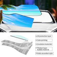 1pc Landscape Printed Car Sunshade, Fits Various Car Models, Decorative Item With UV Protection, Heat Insulation And Privacy Function, Keeps Car Cool, Easy Installation, Foldable For Storage - Sunshade - View 9