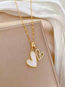 Dây chuyền mặt hình trái tim hình học tối giản thanh lịch, phong cách Bohemian giản dị. - Nhiều màu - Xem 2