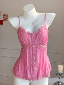 Top de mujer de unicolor, adecuado para el verano - Rosa - Ver 5