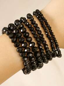 RINTOLER Set de 3 piezas Brazalete geométrico minimalista de disco negro mate para hombres, accesorio versátil de uso diario casual, regalo para el novio - Negro - Ver 10