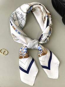 70cm Women's Silk-Like Scarf, Print Square Scarf, Neck Scarf, Shawl, Sunscreen Headscarf Bandana,Hair Band,Head Band Ideal For Dressing Up Your Look - 多色 - 查看 2