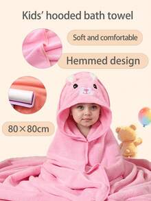 1pc Soft Absorbent Baby Hooded Bath Towel, With Cute Animal Pattern, Breathable And Comfortable, Suitable For Children Shower And Wrap - Multicolor - View 4
