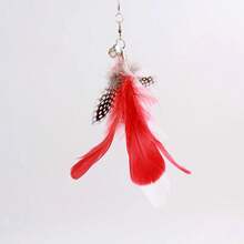 Juguete divertido para gatos, pluma esponjosa y colorida con campana, palo para gato con ventosa, juguete para gatitos, varita rompecabezas desmontable interactiva, suministros para gatos - Pluma Roja de Sucker - Ver 13