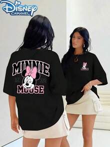 (Loose Version), Sweet And Cool Girls Must Have Disney Minnie MINNIE MOUSE Double-Sided Printing, Suitable For Summer And Spring, Holiday Gift Party Clothes, Ladies' Clothes.  -- Disneys Disneyland Paris The Magic Kingdom Disneyesque The House Of Mouse Mickey Mouse Empire Modest Summer Outfits Take That T Shirt Summer Coord Tops For Women Summer Summer Clothes Women Summer Clothes Summer Tops Summer Tops Women Summer Co Ord Summer Top Summer Outfits White Top Black Top Holiday Outfits For Women  Tops For Women Summer Holiday Gifts Valentine's Day Gifts Earth Day Gifts Oktoberfest Gifts Summer Bank Holiday Gifts - 黑色 - 查看 1