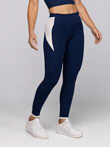 LOT FITNESS Women's Polyamide Fitness Leggings With Pockets, Frame Style - 藏蓝色 - 查看 4