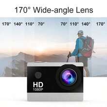 1 台 4K 超高清运动相机 - 小巧便携，带 EIS 防抖，1800 万像素广角，防水，适用于潜水、摩托车/自行车行车记录仪、可充电 Vlog 相机、户外运动（不含 Micro SD 卡） - 黑色 - 查看 10