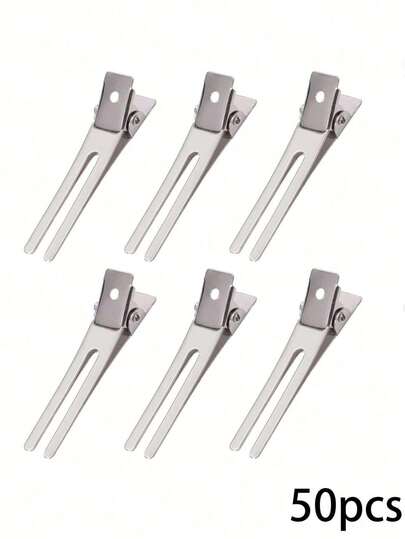 20/50/100 Pcs Hairdressing Double Prong Curl Clips, Styling Section Hair Clips, Metal Alligator Hair Clips, For Hair Salon Home Daily Use