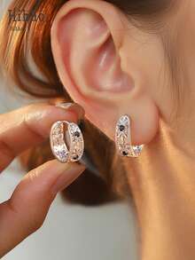Hihho 1 Đôi bông tai hình tròn rỗng màu đen đính đá Zirconia, thiết kế hoa văn cổ điển bằng đồng, phụ kiện thanh lịch và thời trang, thích hợp làm quà tặng dịp lễ. - Nhiều màu - Xem 4