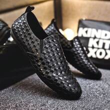 Slouchy Slip-On Driving Shoes, Soft Leather Soft Sole Casual Loafers, Spring - Black - View 8