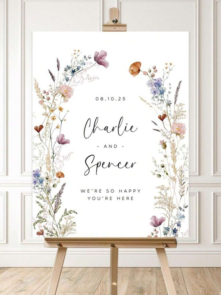 Classic Wedding Sign, Minimalist Wedding Sign, Customized Wedding Poster, Wedding Welcome Poster, Wedding Decor, Personalized Wedding Sign - Multicolor - View 1