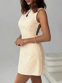Vestido mini sexy sin espalda 95% algodón, esencial para el verano, adecuado para el uso diario, citas, fiestas, Navidad, Año Nuevo, Acción de Gracias, fiestas, bodas, playa, ceremonias de graduación, moda, elegante, casual, salidas, citas, reserva - Amarillo - Ver 5
