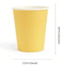 Bộ 100/50/25/10 chiếc cốc giấy dùng một lần màu vàng 9oz, thích hợp cho đồ uống nóng/lạnh, dùng trong văn phòng, tiệc tùng, gia đình, du lịch, tiệc sinh nhật, đám cưới. - Màu vàng - Xem 9