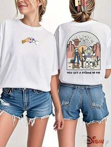 (Loose Version)Cute Women's Disney Cotton Buzz & Woody Desert Scene Print Regular T-Shirt, Short Sleeve Round Neck--Disneys Disneyland Paris The Magic Kingdom Disneyesque The House Of Mouse Mickey Mouse Empire Modest Summer Outfits Take That T Shirt Summer Coord Tops For Women Summer Summer Clothes Women Summer Clothes Summer Tops Summer Tops Women Summer Co Ord Summer Top Summer Outfits White Top Black Top Holiday Outfits For Women  Tops For Women Summer Holiday Gifts Valentine's Day Gifts Earth Day Gifts Oktoberfest Gifts Summer Bank Holiday Gifts - White - View 1