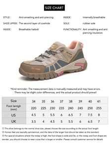 Women's Work Safety Shoes With Plastic Steel Toe, Kevlar Anti-Smash Anti-Puncture Insulated Soft Air Cushion Sole Lightweight Breathable Upper Safety Shoes - Pink - View 12