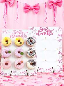 1 Set Wooden Arch Donut Display Stand, Featuring Jungle Animals, Pink Butterflies, Rainbow Unicorns And Mermaids, Suitable For Birthday Party, Wedding Table Decor, Dessert Display, Party & Wedding Centerpiece, Thanksgiving, Christmas Party Kitchen - Multicolor - View 4
