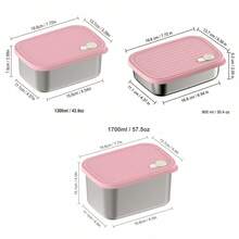 304 Stainless Steel Food Container, Stackable Refrigerator Sealed Fresh-Keeping Box, Fruit And Vegetable Meat Storage Box With Lid, Large Capacity Food Preservation Box, Suitable For Kitchen Food Storage And Organization - Multicolor - View 13