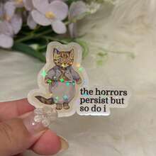 The Horrors Persist But So Do I Cat Sticker, Waterproof Vintage Meme Vinyl Decal - Star Film - View 10