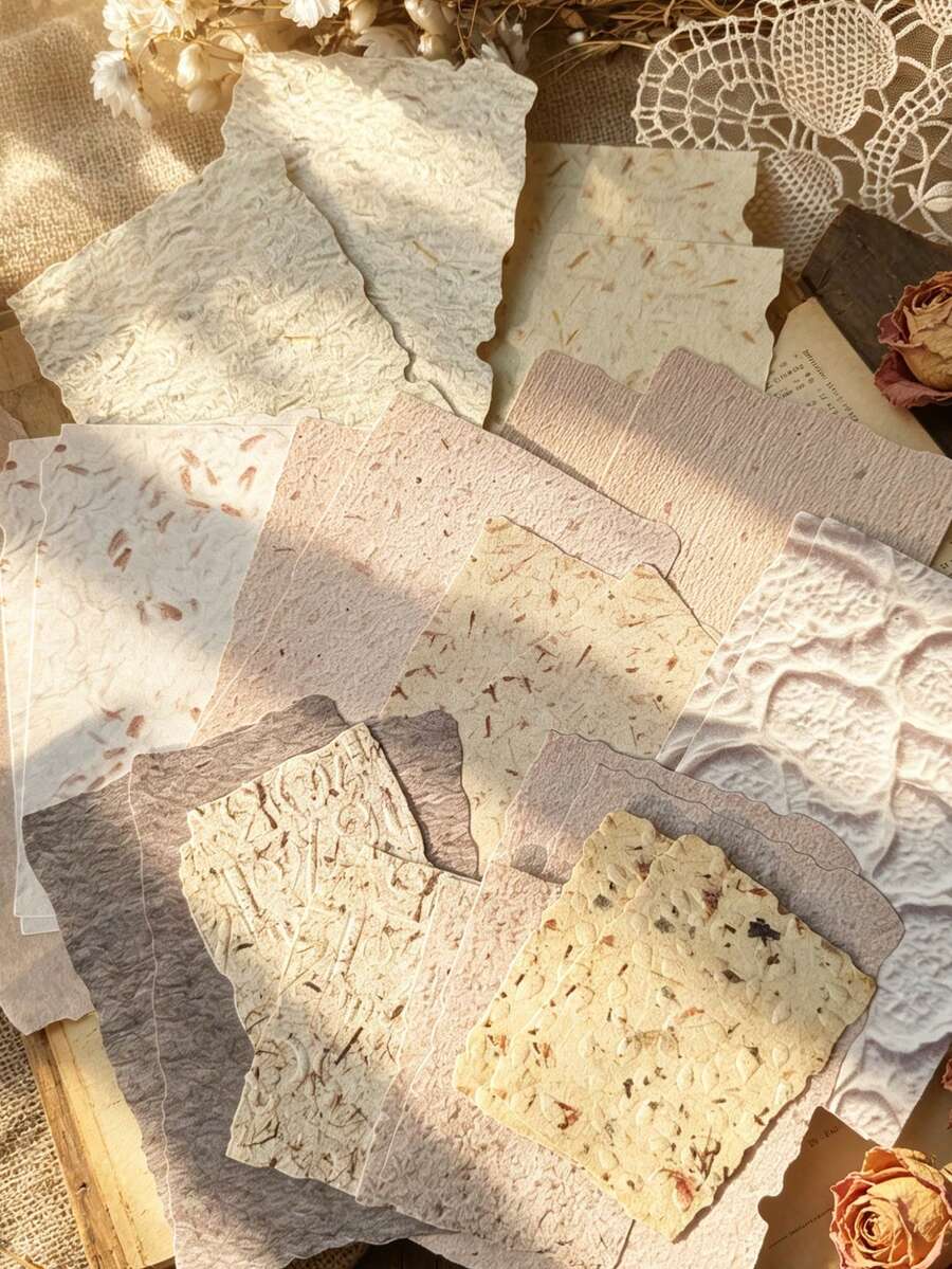 1 Pack Of 28 Sheets Natural Texture Mixed Material Embossed Craft DIY Decorative Background Paper - BQ1032 - View 1
