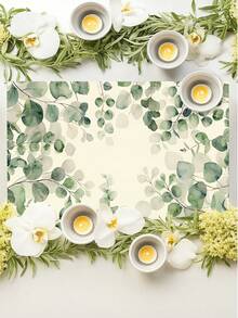 4Pcs Green Watercolor Eucalyptus Leaf Placemats With Gold Lines. Farmhouse Heat-Resistant Placemats For Terrace Round Tables, Holiday Parties, Kitchens, Home Dining Tables, Tea Parties, Etc. - Pastel Green - View 5