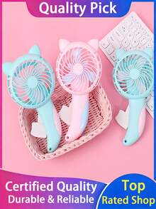 1 pieza Gato de Cómic - Ventilador de mano / Pequeño ventilador portátil manual de tipo empuje / Ventilador plegable. Este ventilador es muy adecuado para refrescarse al aire libre en verano y es aplicable para viajes, uso en la oficina y actividades al aire libre. - multicolor - Ver 7