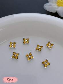 10pcs Clover Nail Art Charms, Summer Dopamine Metallic Color Nail Accessories, Suitable For Multi-Functional Nail DIY Decoration - Multicolor - View 12