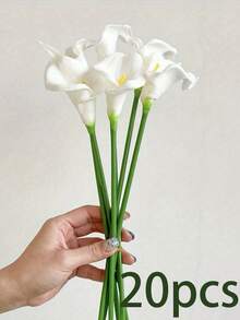 20pcs 34cm Artificial White Calla Lily, Suitable For Home Decor, Mother's Day Gift, Hotel, Party, Wedding And Tabletop Arrangement, Can Be Used All Year Round - White Calla Lily - View 15