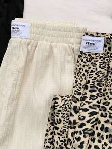 2 piezas Conjunto de pantalones anchos de mujer con rayas casuales - Multicolor - Ver 7