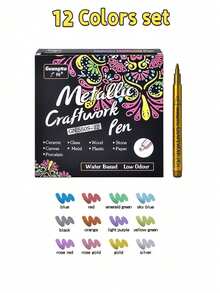 1/3/6/12/24pcs Gold, Silver And Copper Metal Pens, Suitable For Crafts, Signatures And Art Projects, Permanent Markers, Back To School Season - Multicolor - View 14
