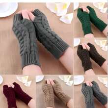 Fingerless Gloves For Women, Winter Soft Warm Wool Knitted - A - View 2