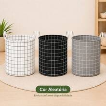 Foldable Checkered Laundry Basket With Handles, Multipurpose Organizer For Laundry Room, Bedroom, Bathroom - Aleatorio - View 7
