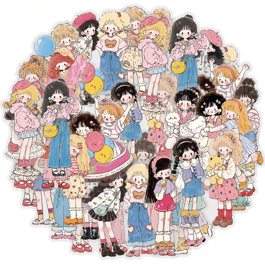 Etori Life 粉彩可爱女孩贴纸,适用于手账、活力时尚女孩贴纸、PET材质贴纸,可用于水瓶、笔记本、DIY剪贴簿、笔记本电脑、手机、行李箱、相册、吉他、铅笔盒等,是送给女孩、学生的礼物,也可用于DIY装饰、卡片和信封等,是学校用品和剪贴簿的理想之选。 - 元氣加倍 - 查看 1