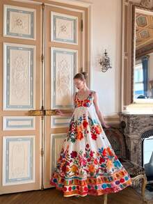 Bohemian Style Colorful Floral Print Dress, Sleeveless, U-Neck, Loose-Fitting Maxi Dress, Perfect For A Vacation. - Multicolor - View 2