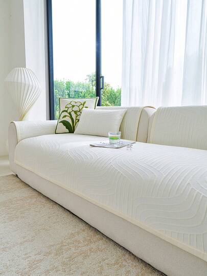 1pc Spring/Summer New Arrival Minimalist Style Solid Color Ice Silk Sofa Cover - Soft And Cool Fabric, Machine Washable, Anti-Slip, Scratch-Resistant, Suitable For Single, Double, Triple Seat Sofas - High-Density Polyester Fabric, Suitable For Bedroom, Living Room, Dining Room, Office Home Decoration.