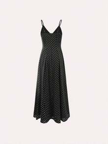 Vestido de tirantes con estampado de leopardo de moda de verano para mujer - Negro - Ver 2