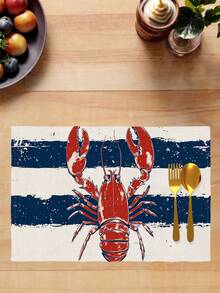 2/4/6pcs Multicolor Fish Shaped Placemats, Red Crab Shell, Ocean Theme Placemats In Beige And Green, Coastal Crab, Starfish, Shell Design, Lobster Party Holiday Decor Placemats - Navy Blue - View 5