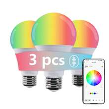 3pcs, RGBCW Smart LED Bulbs, 16 Million Colors LED Light Bulbs, Music Sync Dimmable With 28 Preset Scenes, Countdown Timer Auto On/Off, A19 E26 9W 60W Equivalent, App Remote Control For Home Bedroom Party Decor - Xem 1
