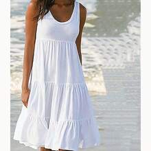 Vestido Sexy con tirantes para mujer, vestido elegante liso ceñido sin mangas con espalda descubierta y abertura para fiesta y discoteca, vestidos por debajo de la rodilla para mujer - 8806-Blanco - Ver 5