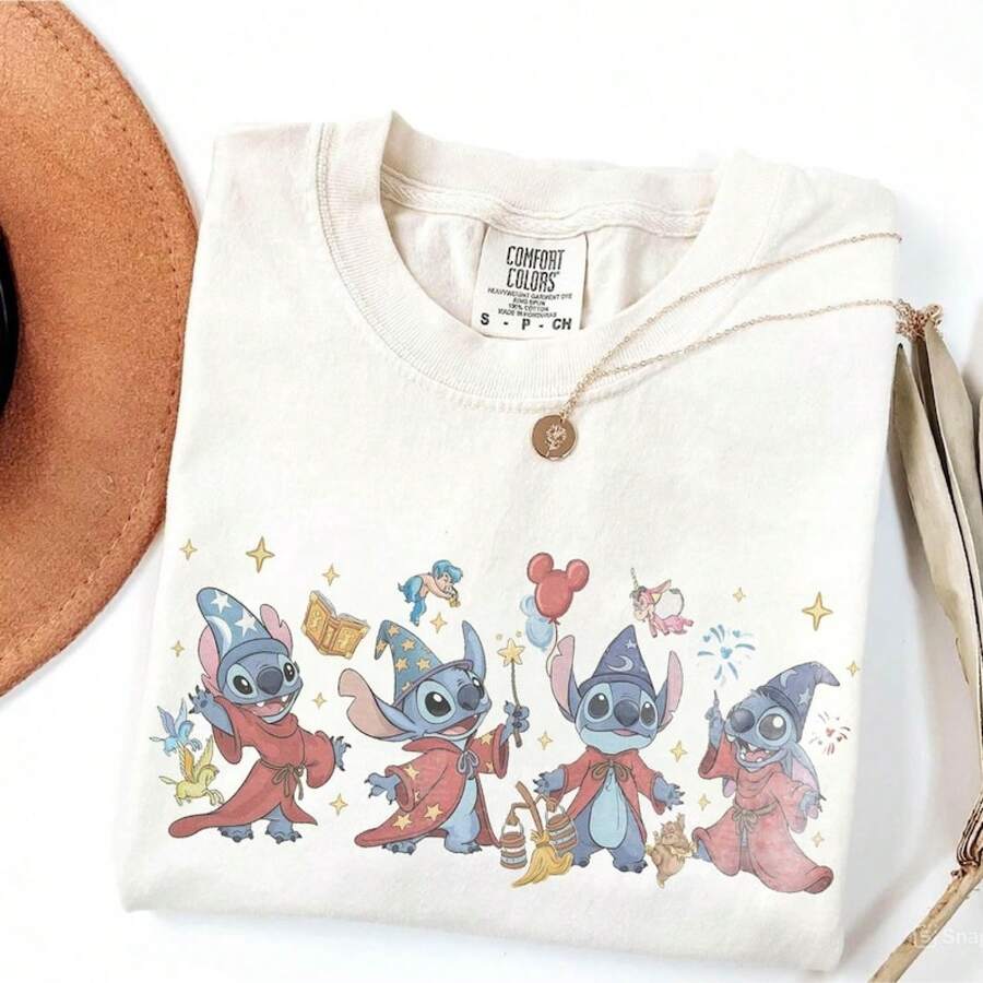 Comfort Color Stitch Sorcerer Shirt, Disney Fantasia Tee, Lilo & Stitch Imagination Wizard, Stay Magical Tee, WDW Disneyland Trip 2026 Shirt -- Disneys Disneyland Paris The Magic Kingdom Disneyesque The House Of Mouse Mickey Mouse Empire Modest Summer Outfits Take That T Shirt Summer Coord Tops For Women Summer Summer Clothes Women Summer Clothes Summer Tops Summer Tops Women Summer Co Ord Summer Top Summer Outfits White Top Black Top Holiday Outfits For Women Tops For Women Summer Holiday Gifts Valentine's Day Gifts Earth Day Gifts Oktoberfest Gifts Summer Bank Holiday Gifts - White - View 1