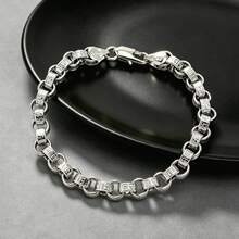 Vintage 750 Italian 3D Round Interwoven Hand Carved Texture Collarbone Necklace With Hip-Hop Street Style Suitable For Men Daily Party Wear - Silver - View 3