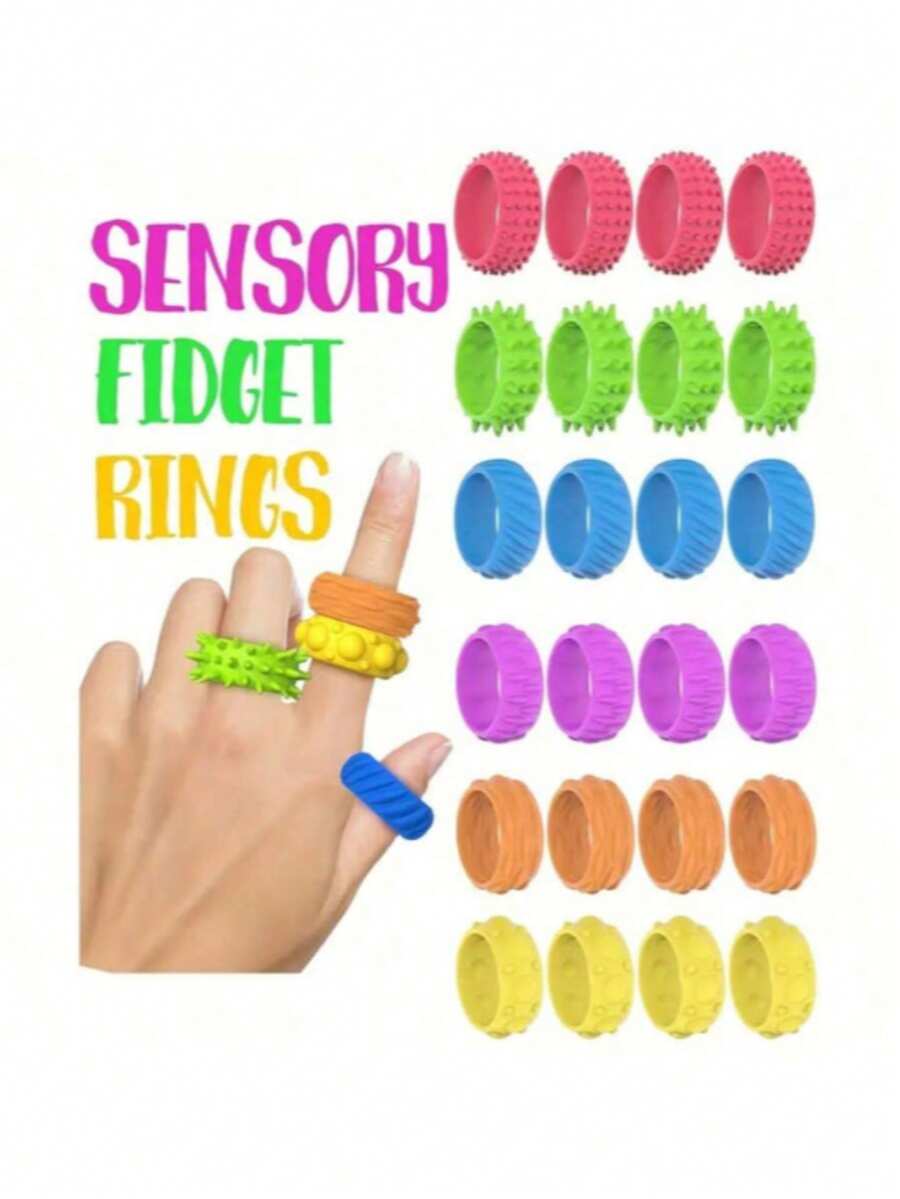 6pcs Silicone Finger Spinner Rings - Sensory Toys With Varied Textures And Color Combinations, Helpful For Maintaining Calmness And Focus, Suitable For Classroom Rewards, Birthday Gifts, And Travel Entertainment