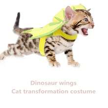 恐龙翅膀、猫咪斗篷服装、可爱宠物派对服饰 - 綠色 - 查看 5