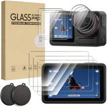 [9+2] Pcs Screen Protector Kit For Osmo Action 6/5 Pro/4/3, Including 9 Pcs Tempered Glass Front/Rear Screen/Lens Protectors And 2 Pcs Lens Caps. Full Protection, HD Clear, Sensitive Touch, Anti-Fingerprint And Scratch. Outdoor Sports Shooting Equipment. High Definition, Screen Protectors, Protector Kit, Camera Lens Caps, Suitable For Vloggers, Creators And Photography Enthusiasts. - View 2