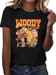 Disney Loose Version Toy Story Woody And Buzz Lightyear TS Letter Printed T-Shirt, Suitable For Summer And Spring, Short Sleeved Tops, Women's Clothing, Holiday Gift Party Costumes. -- Disneys Disneyland Paris The Magic Kingdom Disneyesque The House Of Mouse Mickey Mouse Empire Modest Summer Outfits Take That T Shirt Summer Coord Tops For Women Summer Summer Clothes Women Summer Clothes Summer Tops Summer Tops Women Summer Co Ord Summer Top Summer Outfits White Top Black Top Holiday Outfits For Women  Tops For Women Summer Holiday Gifts Valentine's Day Gifts Earth Day Gifts Oktoberfest Gifts Summer Bank Holiday Gifts - màu đen - Xem 1