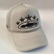 Alcatraz 5 Star Trucker Hat| Y2K Streetwear Mesh Baseball Cap, Unisex Adjustable Snapback, Breathable Sun Hat For Men & Women - white - 查看 6