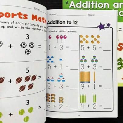 64-Page Math Practice Workbook, Addition & Subtraction Within 10, Mental Arithmetic Practice, Preschool Math Exercises, Picture-Based Formula Decomposition Calculation Book, Fun Arithmetic Practice Book, Suitable For Early Numeracy Development At Home, School, Students, Stationery, Learning Supplies, Back To School
