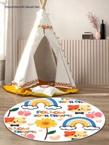 1pc High-Quality Velvet Baby Room Decorative Carpet, Children's Area Rug, Soft Playroom Mat, Machine Washable, Multiple Sizes Available, Cute Circular Pattern Decorative Carpet - Multicolor - View 9