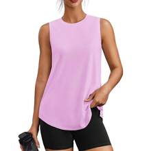 PINSPARK Workout Tops For Women Sleeveless Athletic Tank Tops UPF 50+ Running Tanks With Side Slits Loose Fit Gym Yoga Shirt - Light Pink - View 1