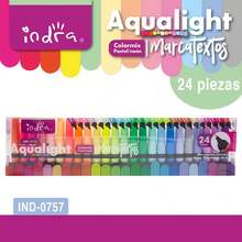 Set De Marcatextos Indra Aqualight Punta Cincel 24 Pzs - Multicolor - Ver 2