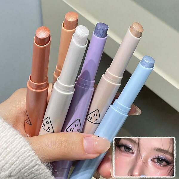 PINKYFOCUS Barra de sombra de ojos de cristal con brillo, fórmula cremosa y brillante, maquillaje de ojos con brillo intenso y larga duración, resistente al agua y a las transferencias, fácil de difuminar sin arrugas, perfecto para principiantes, crea miradas ahumadas y brillantes para fiestas, cosmético para ojos portátil y de viaje, belleza de marca asequible, esencial diario para adolescentes